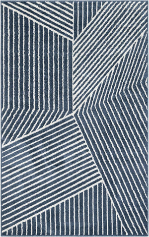 Blue 5' 1 x 8' Norge Rectangle Area Rug 100% Polypropylene Easy Clean Non Shed Stain Resistant Modern Carpet for Home Interior Design for Sale at Rug Engine