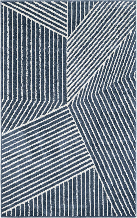 Blue 5' 1 x 8' Norge Rectangle Area Rug 100% Polypropylene Easy Clean Non Shed Stain Resistant Modern Carpet for Home Interior Design for Sale at Rug Engine