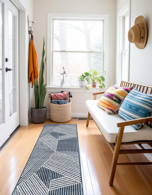 Blue 2' x 6' 1 Norge Runner Area Rug 100% Polypropylene Easy Clean Non Shed Stain Resistant Modern Carpet for Home Interior Design for Sale at Rug Engine