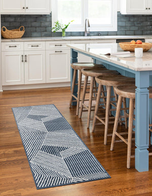 Blue 2' x 6' 1 Norge Runner Area Rug 100% Polypropylene Easy Clean Non Shed Stain Resistant Modern Carpet for Home Interior Design for Sale at Rug Engine
