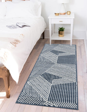 Blue 2' x 6' 1 Norge Runner Area Rug 100% Polypropylene Easy Clean Non Shed Stain Resistant Modern Carpet for Home Interior Design for Sale at Rug Engine