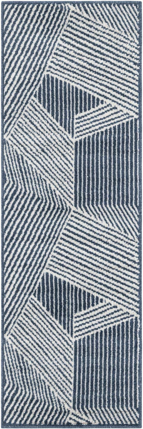 Blue 2' x 6' 1 Norge Runner Area Rug 100% Polypropylene Easy Clean Non Shed Stain Resistant Modern Carpet for Home Interior Design for Sale at Rug Engine