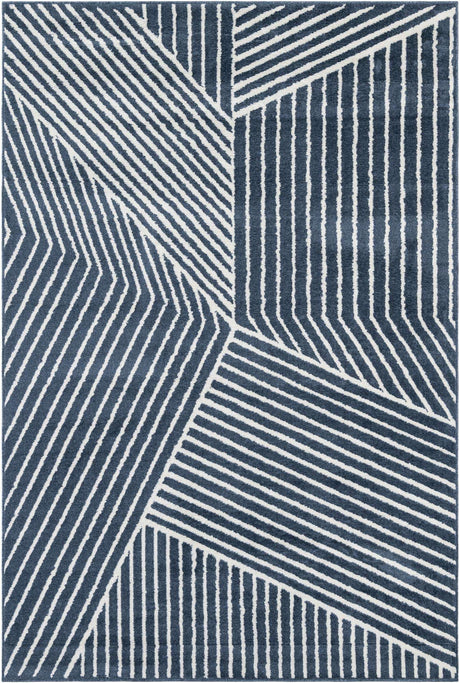 Blue 6' 1 x 9' Norge Rectangle Area Rug 100% Polypropylene Easy Clean Non Shed Stain Resistant Modern Carpet for Home Interior Design for Sale at Rug Engine