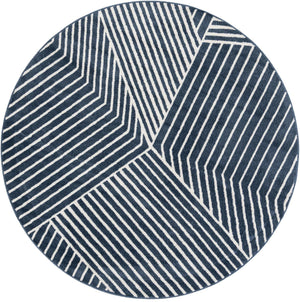 Blue 7' 10 x 7' 10 Norge Round Area Rug 100% Polypropylene Easy Clean Non Shed Stain Resistant Modern Carpet for Home Interior Design for Sale at Rug Engine