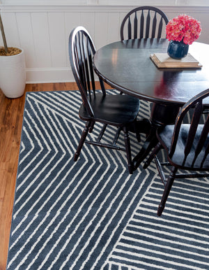 Blue 7' 10 x 7' 10 Norge Square Area Rug 100% Polypropylene Easy Clean Non Shed Stain Resistant Modern Carpet for Home Interior Design for Sale at Rug Engine