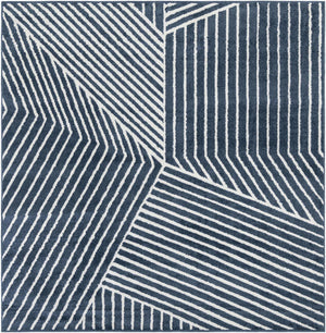 Blue 7' 10 x 7' 10 Norge Square Area Rug 100% Polypropylene Easy Clean Non Shed Stain Resistant Modern Carpet for Home Interior Design for Sale at Rug Engine