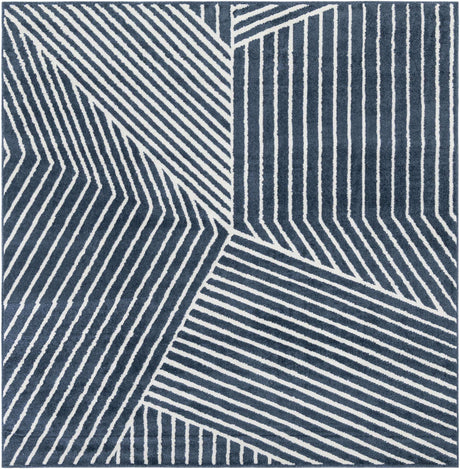 Blue 7' 10 x 7' 10 Norge Square Area Rug 100% Polypropylene Easy Clean Non Shed Stain Resistant Modern Carpet for Home Interior Design for Sale at Rug Engine