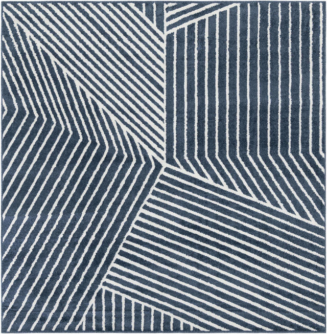 Blue 7' 10 x 7' 10 Norge Square Area Rug 100% Polypropylene Easy Clean Non Shed Stain Resistant Modern Carpet for Home Interior Design for Sale at Rug Engine