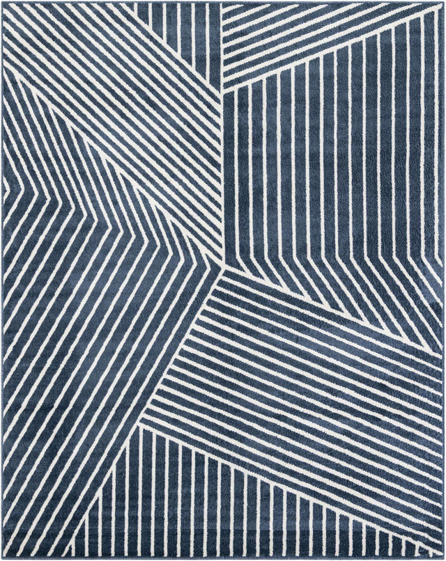 Blue 7' 10 x 10' Norge Rectangle Area Rug 100% Polypropylene Easy Clean Non Shed Stain Resistant Modern Carpet for Home Interior Design for Sale at Rug Engine