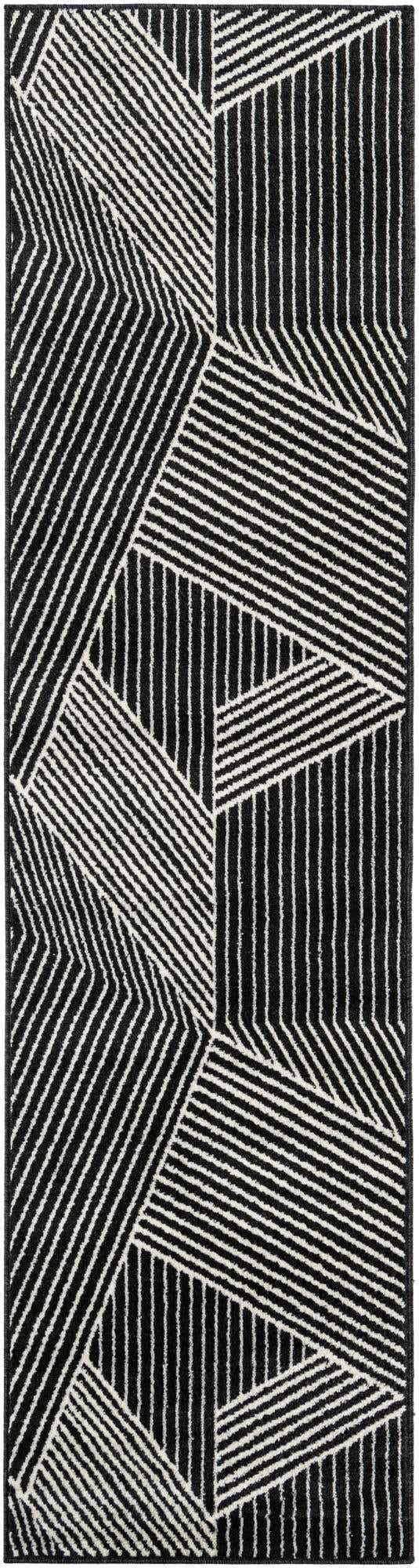 Black 2' 7 x 10' Norge Runner Area Rug 100% Polypropylene Easy Clean Non Shed Stain Resistant Modern Carpet for Home Interior Design for Sale at Rug Engine