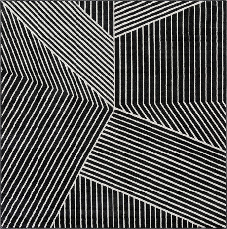 Black 10' x 10' Norge Square Area Rug 100% Polypropylene Easy Clean Non Shed Stain Resistant Modern Carpet for Home Interior Design for Sale at Rug Engine