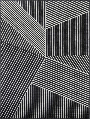 Black 10' x 13' 1 Norge Rectangle Area Rug 100% Polypropylene Easy Clean Non Shed Stain Resistant Modern Carpet for Home Interior Design for Sale at Rug Engine