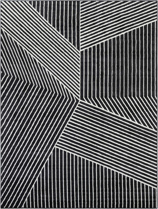 Black 10' x 13' 1 Norge Rectangle Area Rug 100% Polypropylene Easy Clean Non Shed Stain Resistant Modern Carpet for Home Interior Design for Sale at Rug Engine