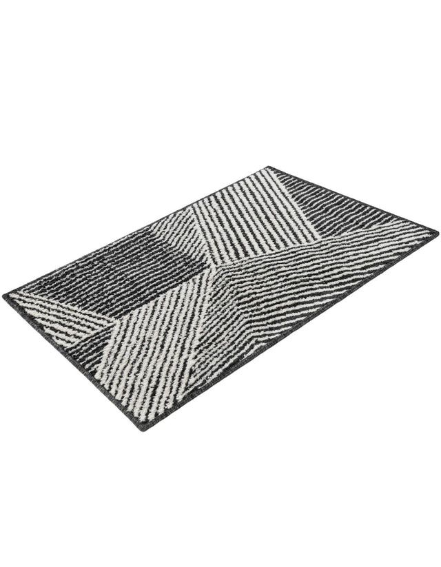 Black 2' x 3' 1 Norge Rectangle Area Rug 100% Polypropylene Easy Clean Non Shed Stain Resistant Modern Carpet for Home Interior Design for Sale at Rug Engine