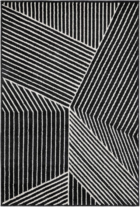 Black 4' 1 x 6' 1 Norge Rectangle Area Rug 100% Polypropylene Easy Clean Non Shed Stain Resistant Modern Carpet for Home Interior Design for Sale at Rug Engine