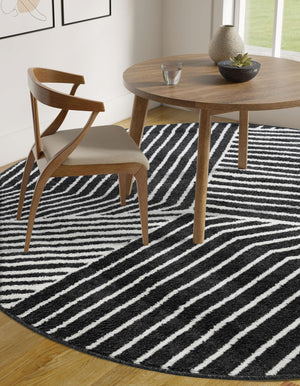 Black 7' 10 x 7' 10 Norge Round Area Rug 100% Polypropylene Easy Clean Non Shed Stain Resistant Modern Carpet for Home Interior Design for Sale at Rug Engine