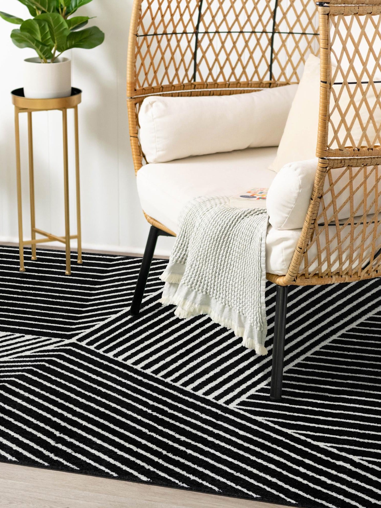 Black 9' x 12' Norge Rectangle Area Rug 100% Polypropylene Easy Clean Non Shed Stain Resistant Modern Carpet for Home Interior Design for Sale at Rug Engine