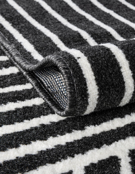 Black 2' x 3' 1 Norge Rectangle Area Rug 100% Polypropylene Easy Clean Non Shed Stain Resistant Modern Carpet for Home Interior Design for Sale at Rug Engine