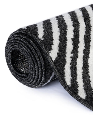 Black 2' x 3' 1 Norge Rectangle Area Rug 100% Polypropylene Easy Clean Non Shed Stain Resistant Modern Carpet for Home Interior Design for Sale at Rug Engine