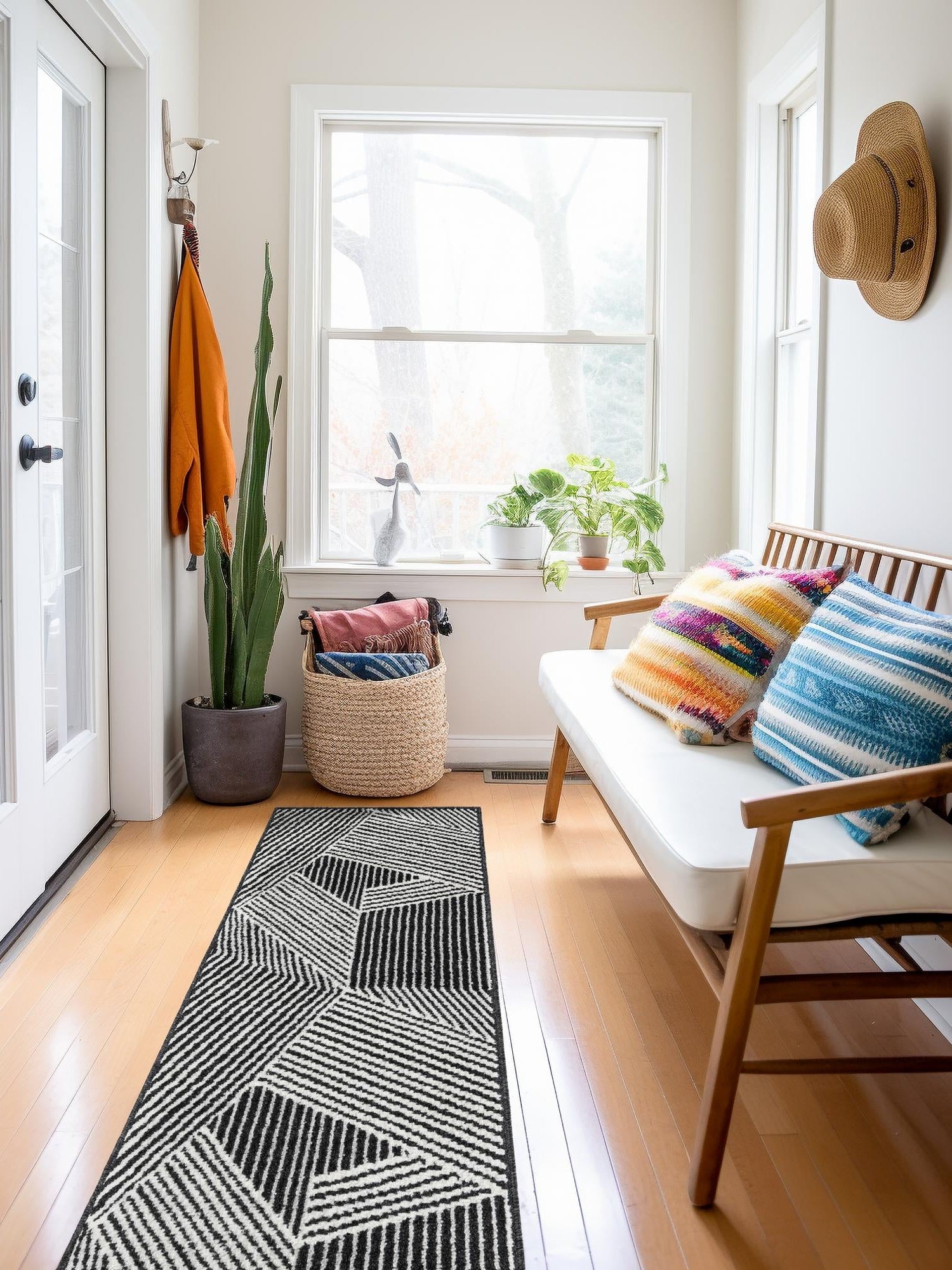 Black 2' x 6' 1 Norge Runner Area Rug 100% Polypropylene Easy Clean Non Shed Stain Resistant Modern Carpet for Home Interior Design for Sale at Rug Engine