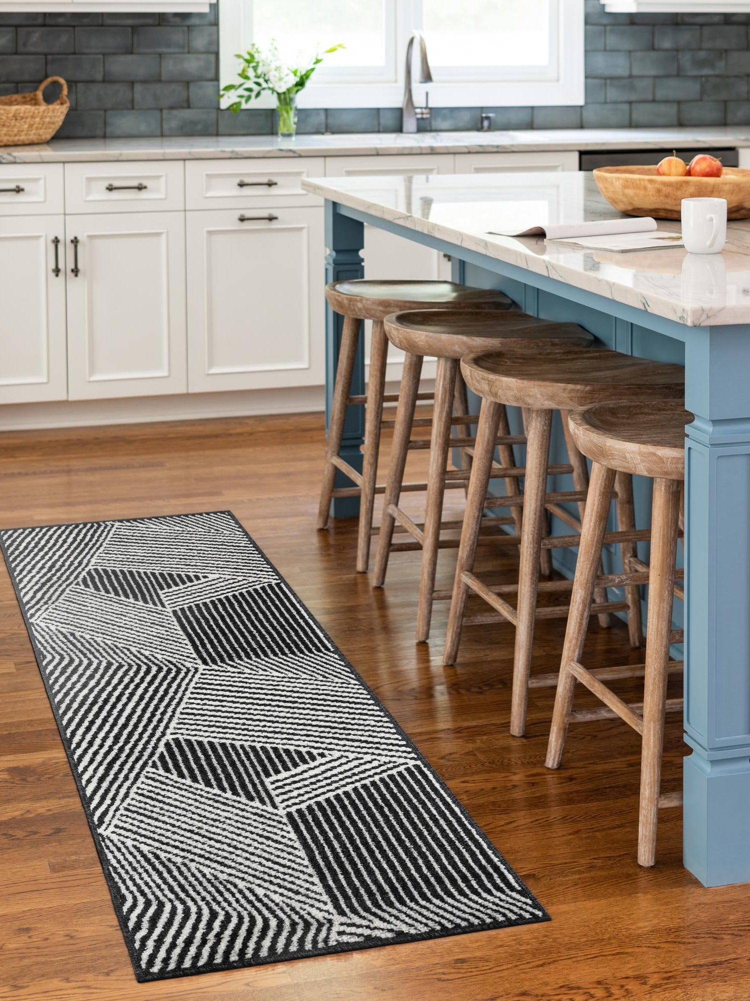 Black 2' x 6' 1 Norge Runner Area Rug 100% Polypropylene Easy Clean Non Shed Stain Resistant Modern Carpet for Home Interior Design for Sale at Rug Engine