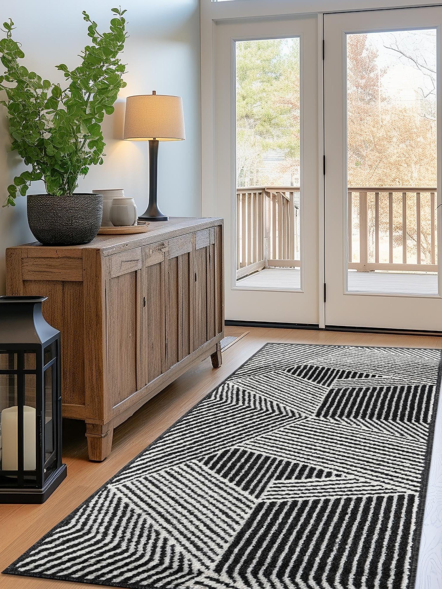 Black 2' x 6' 1 Norge Runner Area Rug 100% Polypropylene Easy Clean Non Shed Stain Resistant Modern Carpet for Home Interior Design for Sale at Rug Engine