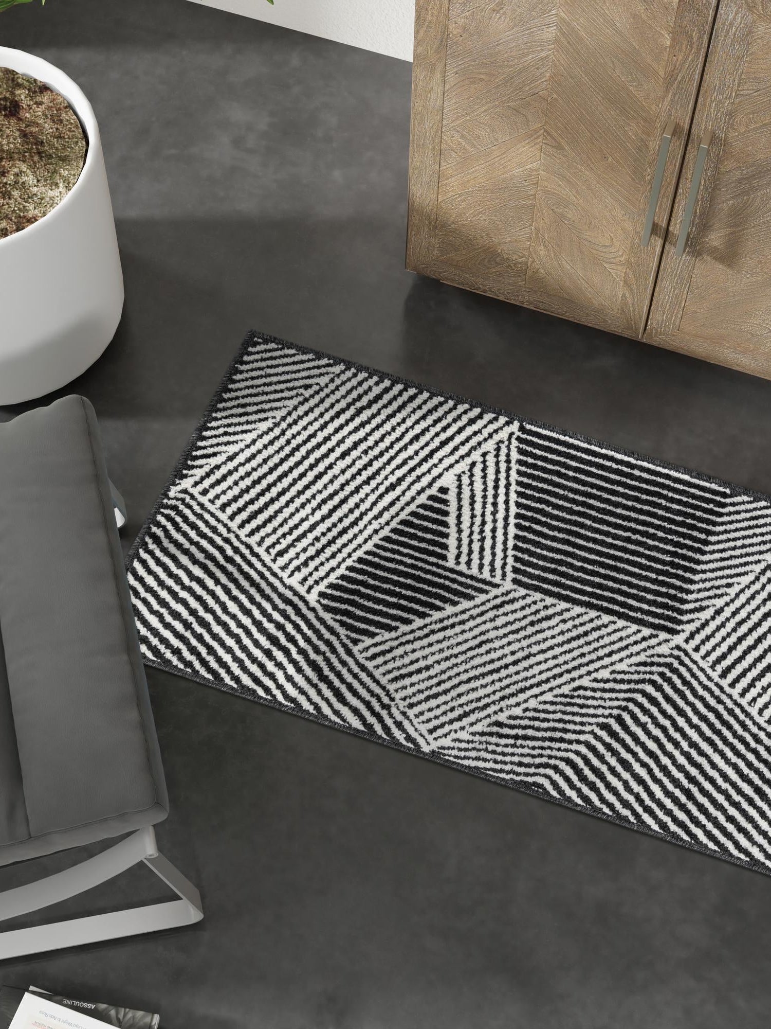 Black 2' x 6' 1 Norge Runner Area Rug 100% Polypropylene Easy Clean Non Shed Stain Resistant Modern Carpet for Home Interior Design for Sale at Rug Engine