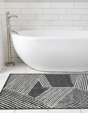 Black 2' x 6' 1 Norge Runner Area Rug 100% Polypropylene Easy Clean Non Shed Stain Resistant Modern Carpet for Home Interior Design for Sale at Rug Engine