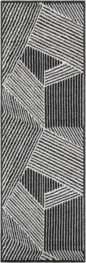 Black 2' x 6' 1 Norge Runner Area Rug 100% Polypropylene Easy Clean Non Shed Stain Resistant Modern Carpet for Home Interior Design for Sale at Rug Engine