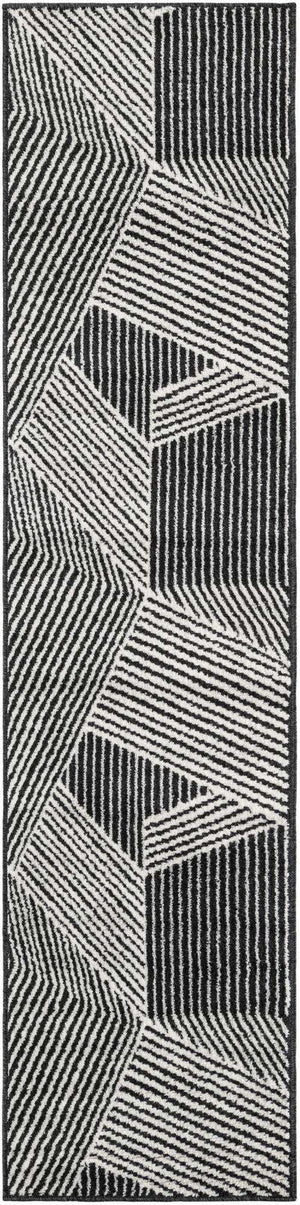 Black 2' x 8' Norge Runner Area Rug 100% Polypropylene Easy Clean Non Shed Stain Resistant Modern Carpet for Home Interior Design for Sale at Rug Engine