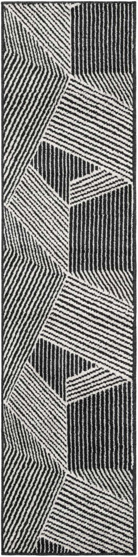 Black 2' x 8' Norge Runner Area Rug 100% Polypropylene Easy Clean Non Shed Stain Resistant Modern Carpet for Home Interior Design for Sale at Rug Engine