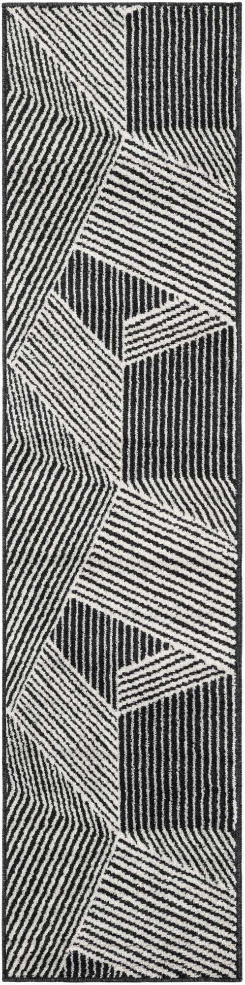 Black 2' x 8' Norge Runner Area Rug 100% Polypropylene Easy Clean Non Shed Stain Resistant Modern Carpet for Home Interior Design for Sale at Rug Engine