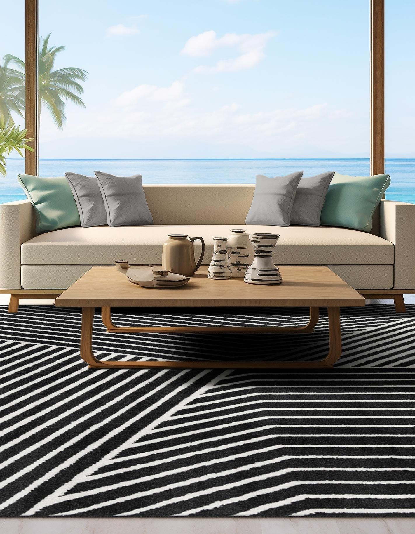 Black 7' 10 x 7' 10 Norge Square Area Rug 100% Polypropylene Easy Clean Non Shed Stain Resistant Modern Carpet for Home Interior Design for Sale at Rug Engine