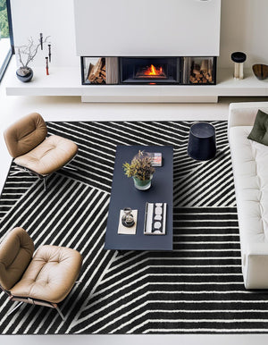 Black 7' 10 x 7' 10 Norge Square Area Rug 100% Polypropylene Easy Clean Non Shed Stain Resistant Modern Carpet for Home Interior Design for Sale at Rug Engine
