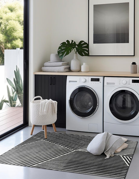 Black 10' x 10' Norge Square Area Rug 100% Polypropylene Easy Clean Non Shed Stain Resistant Modern Carpet for Home Interior Design for Sale at Rug Engine