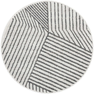 Ivory 3' 1 x 3' 1 Norge Round Area Rug 100% Polypropylene Easy Clean Non Shed Stain Resistant Modern Carpet for Home Interior Design for Sale at Rug Engine