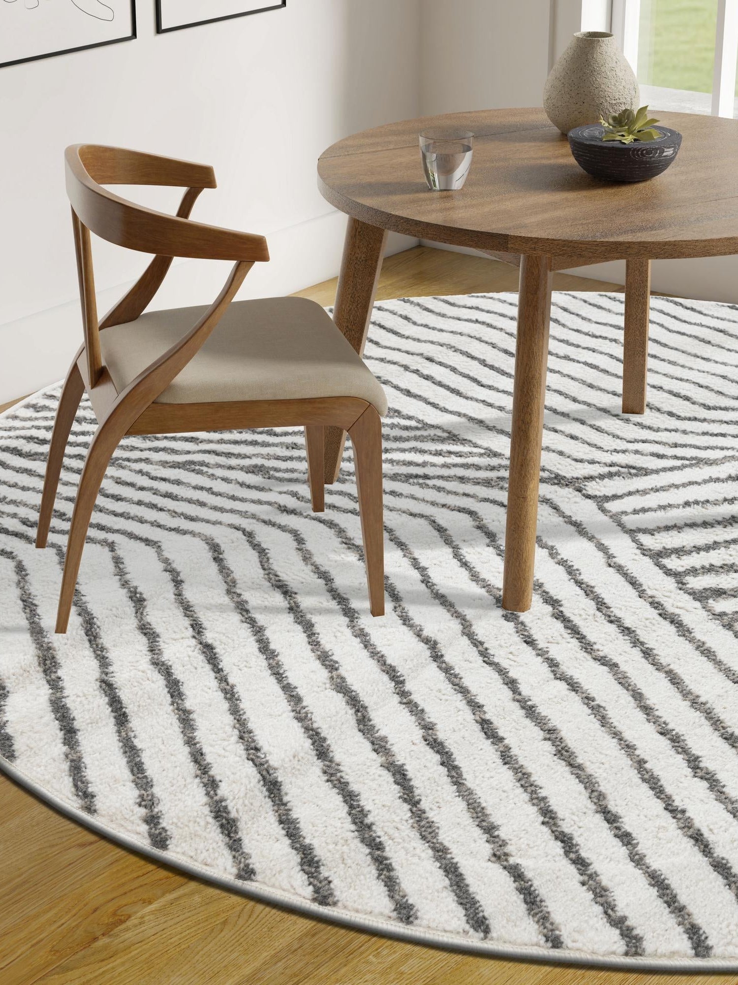 Ivory 5' 1 x 5' 1 Norge Round Area Rug 100% Polypropylene Easy Clean Non Shed Stain Resistant Modern Carpet for Home Interior Design for Sale at Rug Engine