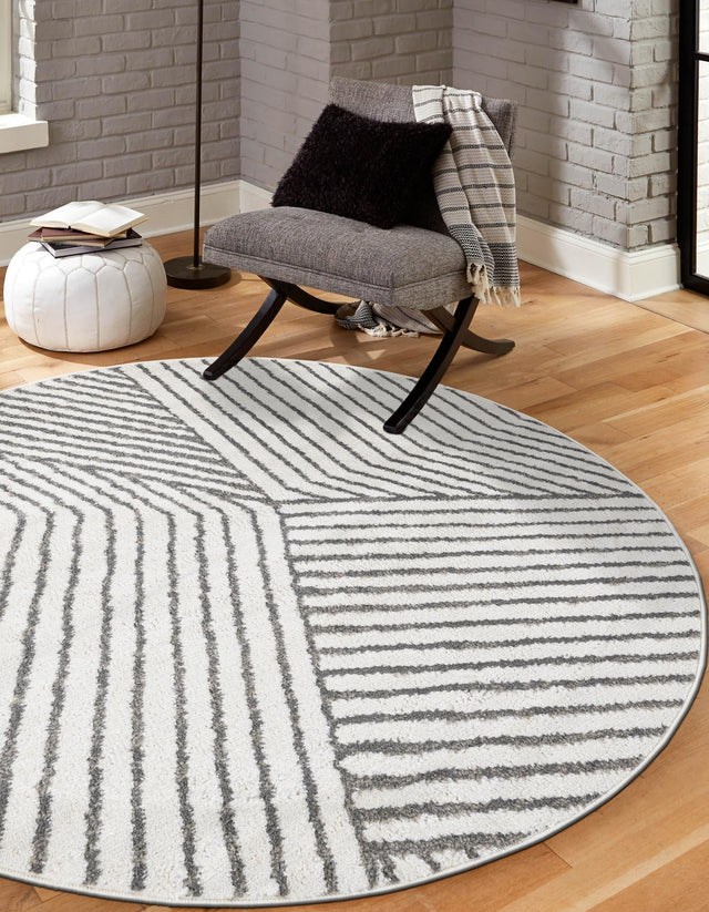 Ivory 4' 1 x 4' 1 Norge Round Area Rug 100% Polypropylene Easy Clean Non Shed Stain Resistant Modern Carpet for Home Interior Design for Sale at Rug Engine