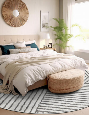 Ivory 3' 1 x 3' 1 Norge Round Area Rug 100% Polypropylene Easy Clean Non Shed Stain Resistant Modern Carpet for Home Interior Design for Sale at Rug Engine
