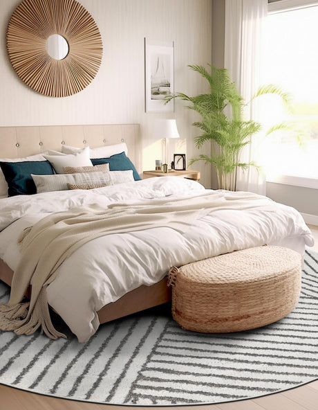 Ivory 3' 1 x 3' 1 Norge Round Area Rug 100% Polypropylene Easy Clean Non Shed Stain Resistant Modern Carpet for Home Interior Design for Sale at Rug Engine