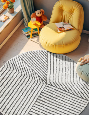 Ivory 4' 1 x 4' 1 Norge Round Area Rug 100% Polypropylene Easy Clean Non Shed Stain Resistant Modern Carpet for Home Interior Design for Sale at Rug Engine