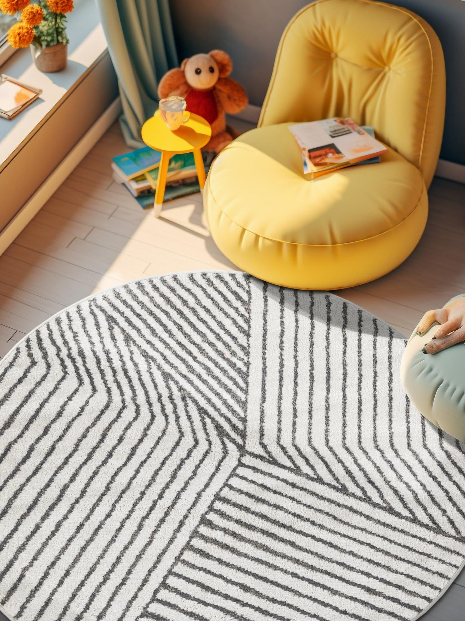 Ivory 10' x 10' Norge Round Area Rug 100% Polypropylene Easy Clean Non Shed Stain Resistant Modern Carpet for Home Interior Design for Sale at Rug Engine