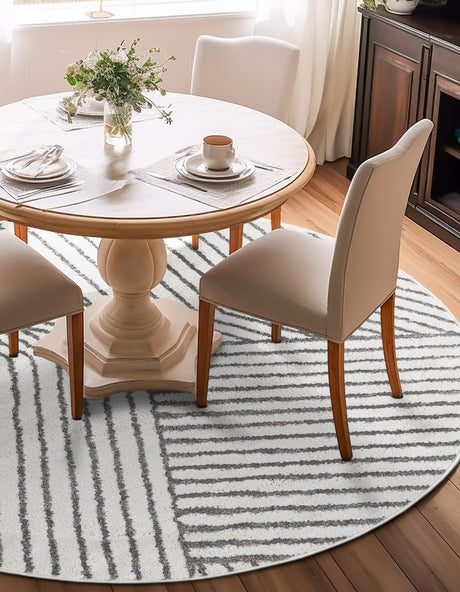 Ivory 3' 1 x 3' 1 Norge Round Area Rug 100% Polypropylene Easy Clean Non Shed Stain Resistant Modern Carpet for Home Interior Design for Sale at Rug Engine