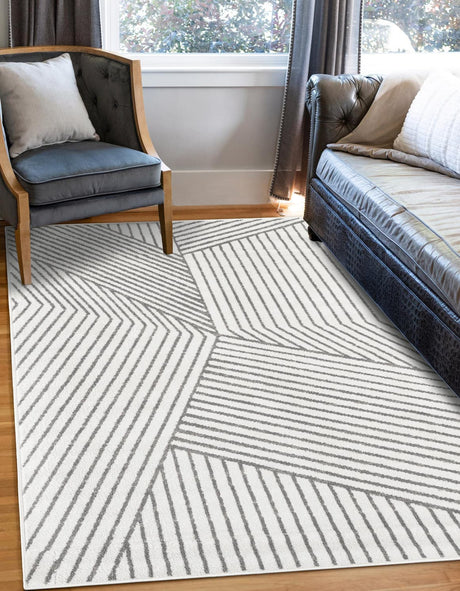 Ivory 6' 1 x 9' Norge Rectangle Area Rug 100% Polypropylene Easy Clean Non Shed Stain Resistant Modern Carpet for Home Interior Design for Sale at Rug Engine