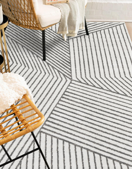 Ivory 6' 1 x 9' Norge Rectangle Area Rug 100% Polypropylene Easy Clean Non Shed Stain Resistant Modern Carpet for Home Interior Design for Sale at Rug Engine