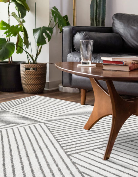 Ivory 6' 1 x 9' Norge Rectangle Area Rug 100% Polypropylene Easy Clean Non Shed Stain Resistant Modern Carpet for Home Interior Design for Sale at Rug Engine