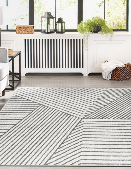 Ivory 6' 1 x 9' Norge Rectangle Area Rug 100% Polypropylene Easy Clean Non Shed Stain Resistant Modern Carpet for Home Interior Design for Sale at Rug Engine