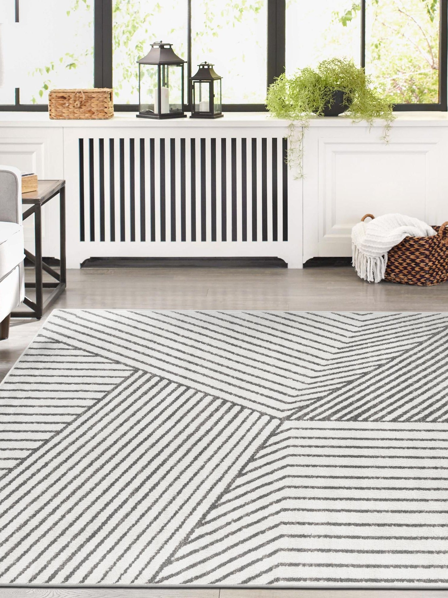Ivory 5' 1 x 8' Norge Rectangle Area Rug 100% Polypropylene Easy Clean Non Shed Stain Resistant Modern Carpet for Home Interior Design for Sale at Rug Engine