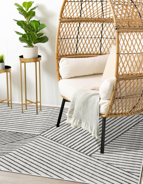 Ivory 4' 1 x 6' 1 Norge Rectangle Area Rug 100% Polypropylene Easy Clean Non Shed Stain Resistant Modern Carpet for Home Interior Design for Sale at Rug Engine