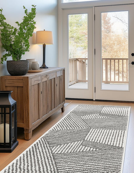 Ivory 2' 7 x 12' Norge Runner Area Rug 100% Polypropylene Easy Clean Non Shed Stain Resistant Modern Carpet for Home Interior Design for Sale at Rug Engine